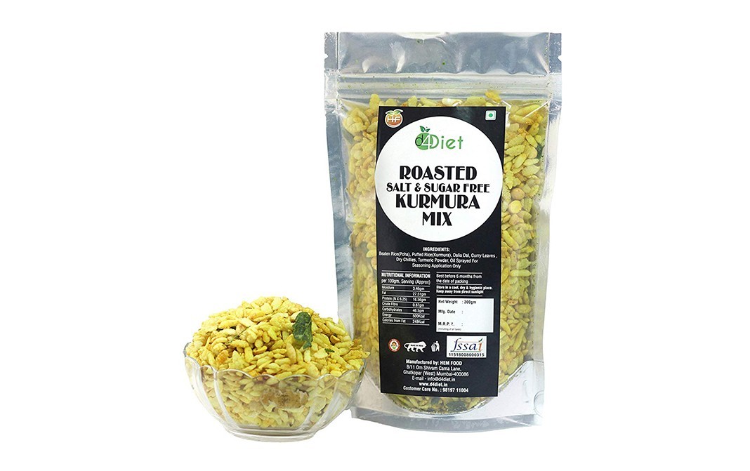 D4Diet Roasted Salt & Sugar Free Kurmura MIx   Shrink Pack  200 grams